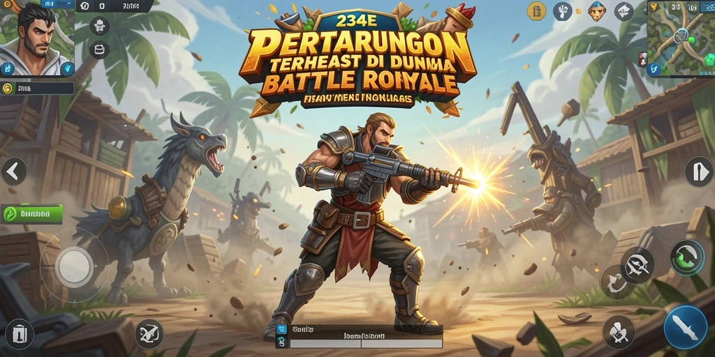 Gameplay seru yang penuh aksi di 234E Battle Royale.