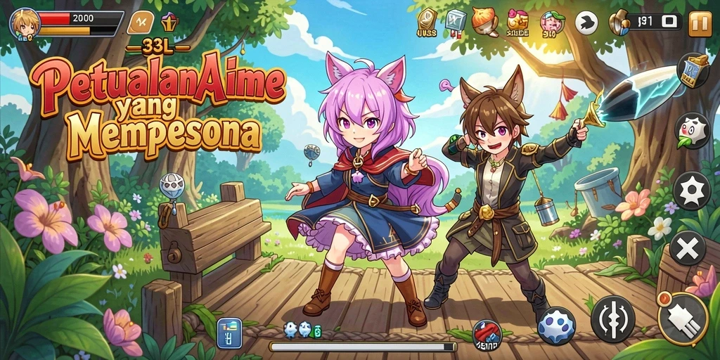 Tampilan gameplay menakjubkan dengan karakter Anime yang menarik.