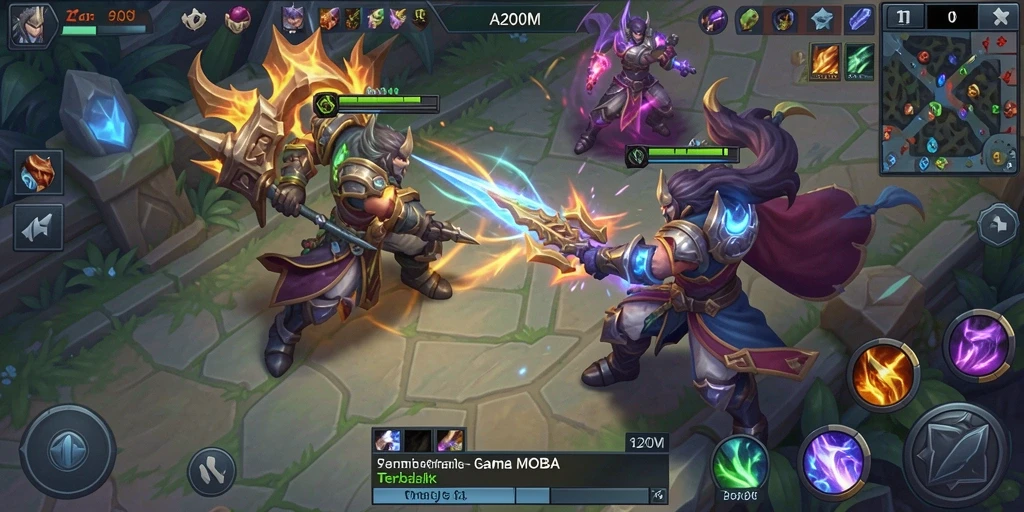 Gameplay A200M dengan aksi pertempuran tim yang mendebarkan.