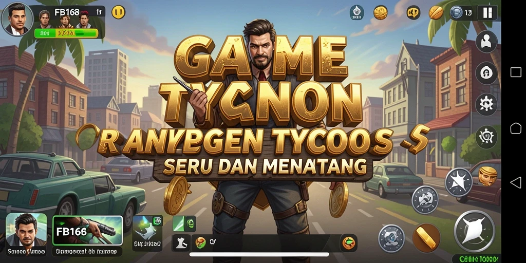 Tampilan gameplay FB168 dengan berbagai pilihan bisnis Tycoon.