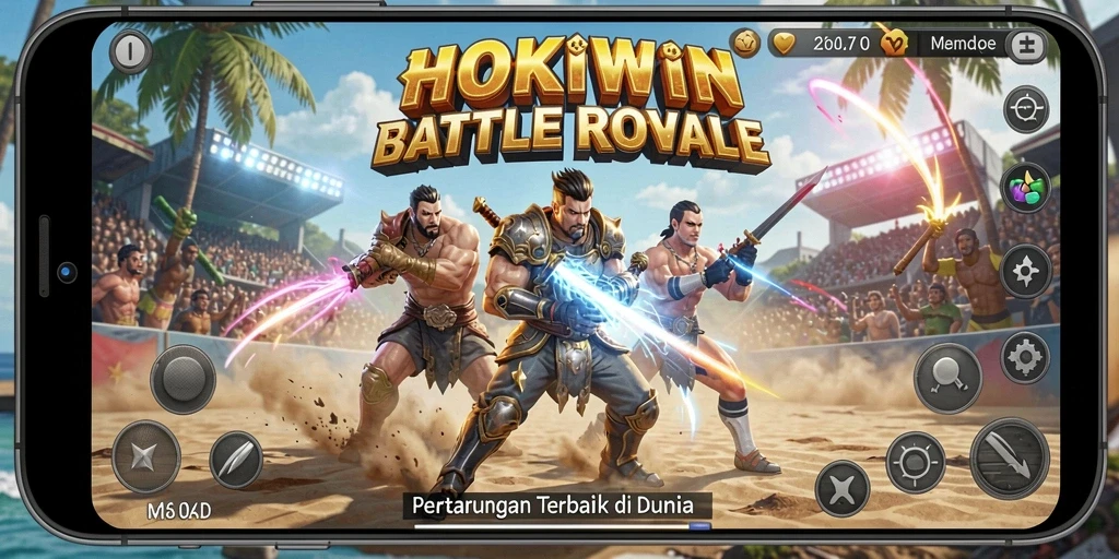 Tampilan seru gameplay HOKIWIN di arena Battle Royale.