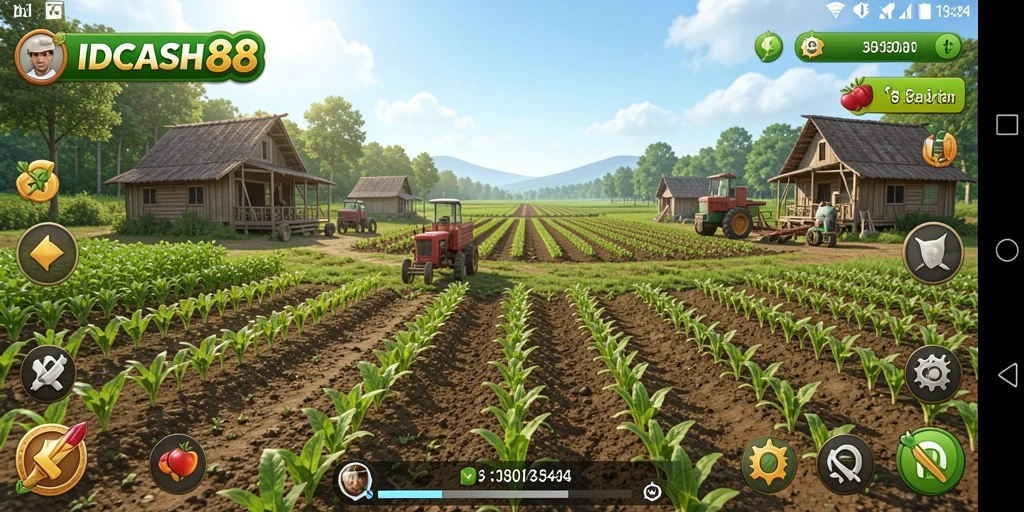 Screenshot utama IDCASH88 menampilkan gameplay menarik dalam bertani.