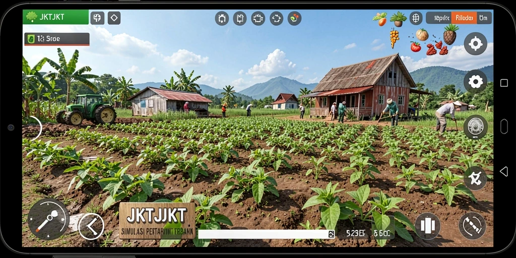 Tampilan gameplay <strong>JKTJKT</strong> yang asyik dan penuh warna saat merawat ladang.
