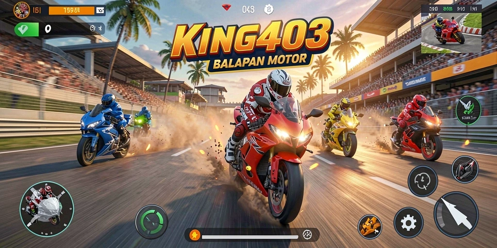 Gameplay seru KING403 dengan balapan motor yang menegangkan.