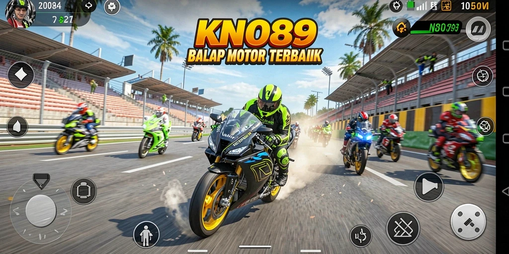Gameplay seru KNO89 yang penuh adrenalin di lintasan balap.