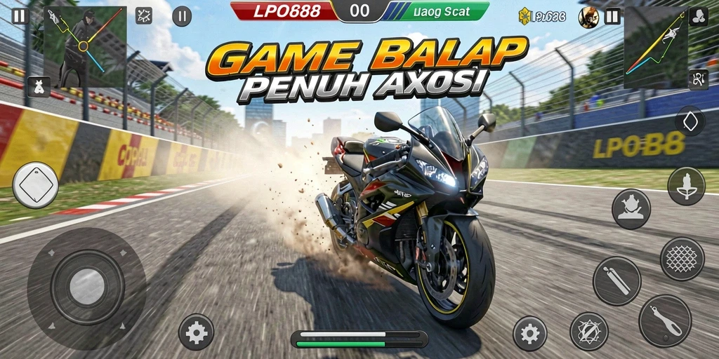 Screenshot gameplay LPO88 menampilkan aksi balapan motor yang mendebarkan.