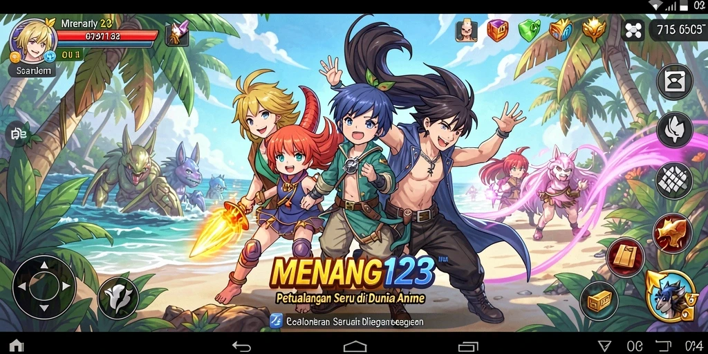 Gameplay seru di dunia anime penuh warna.