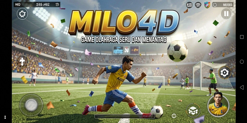 Screenshot utama MILO4D menampilkan gameplay olahraga yang dinamis dan menyenangkan.
