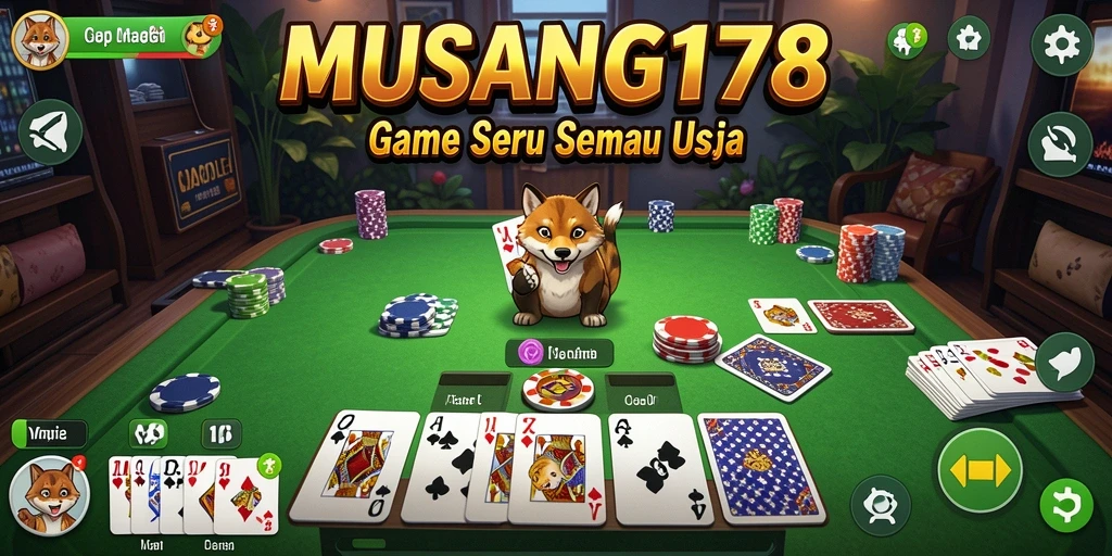 Tampilan gameplay seru dalam aplikasi MUSANG178 yang menampilkan permainan Gaple.