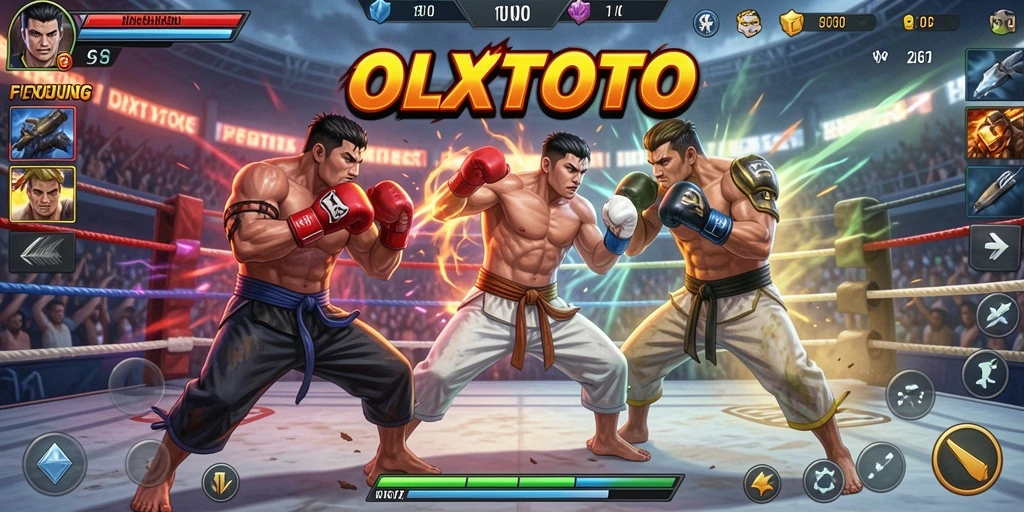Screenshot gameplay OLXTOTO menunjukkan pertarungan yang intens dan mendebarkan.
