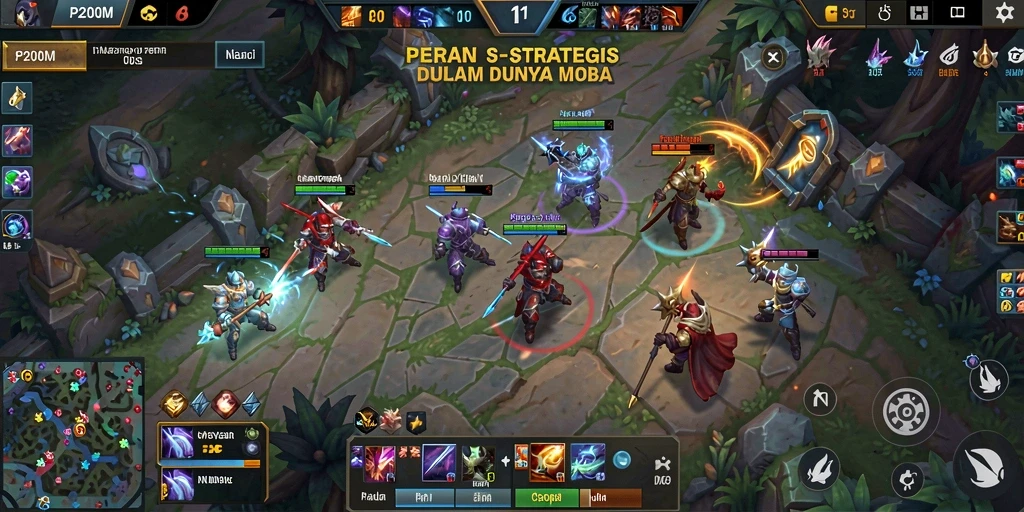 Tampilan gameplay seru dalam pertempuran MOBA.
