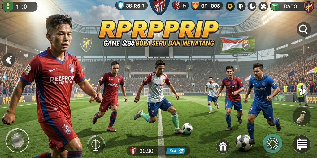Gameplay RPRPRP yang seru menampilkan pertandingan sepak bola nyata.