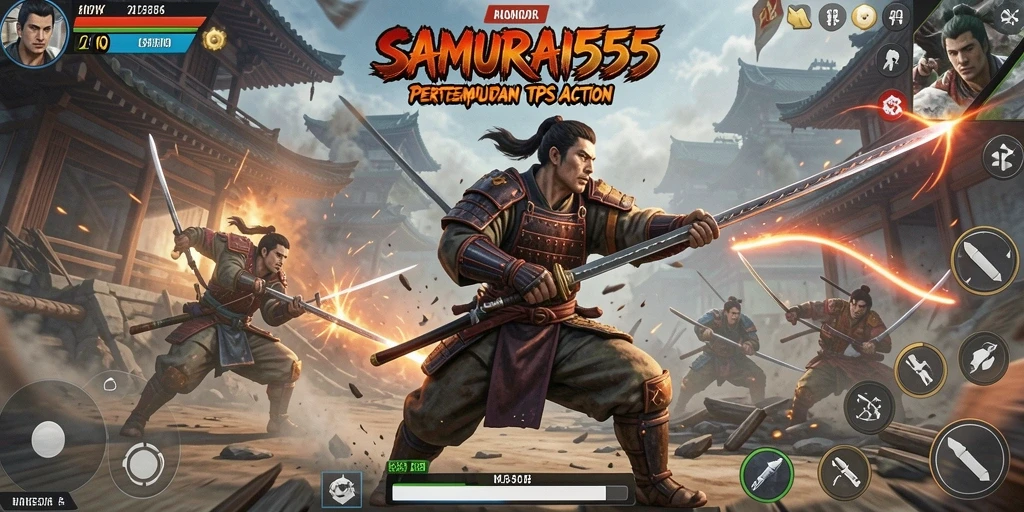 Tampilan gameplay menegangkan dalam <strong>SAMURAI555</strong> yang penuh aksi.