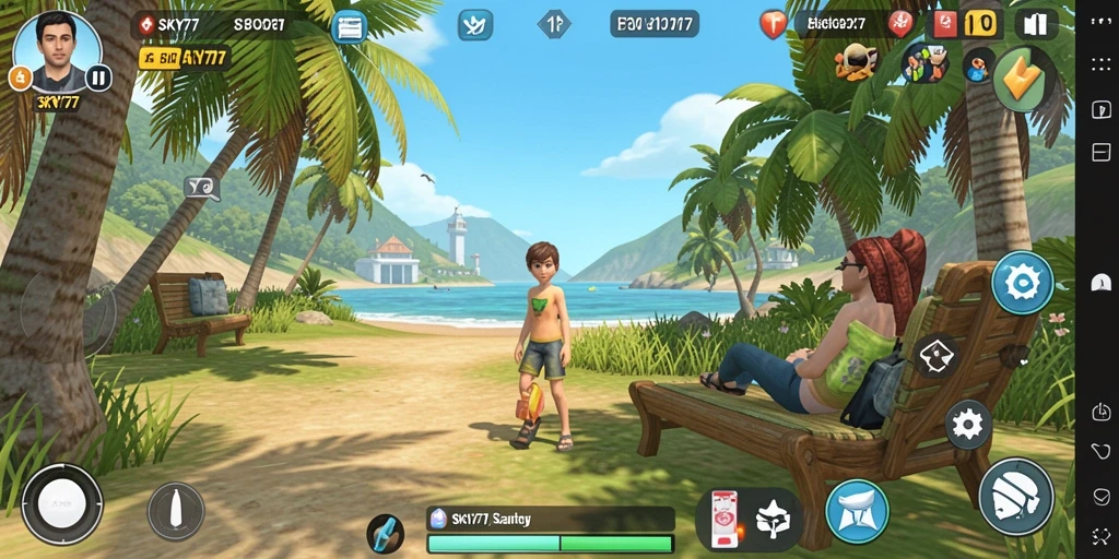 Screenshot menunjukkan gameplay yang seru dan mengasyikkan di SKY77.