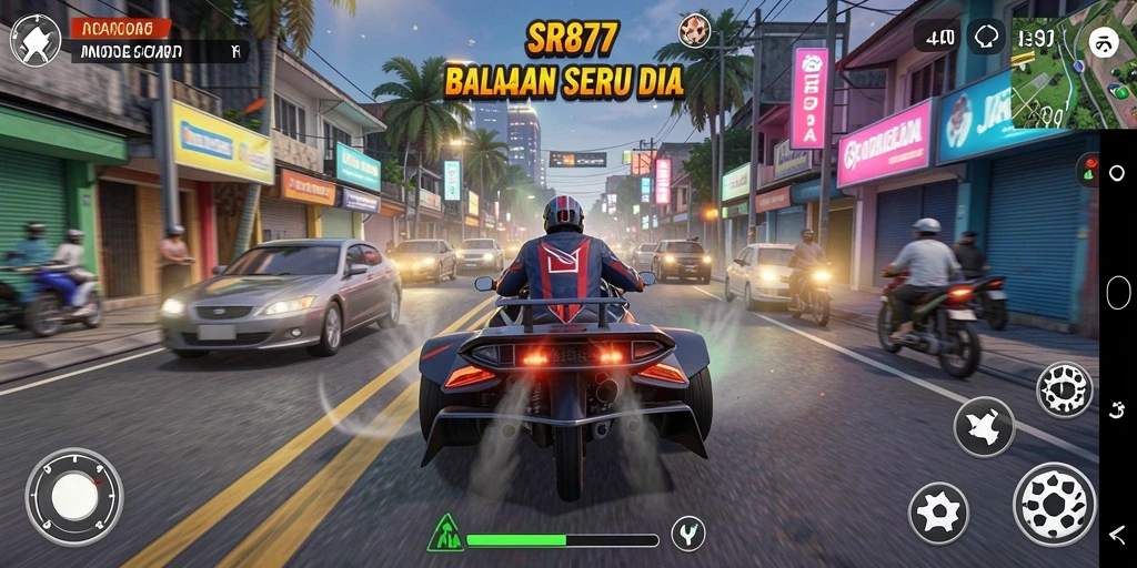 Tampilan gameplay menarik dari balapan intens di SR877.