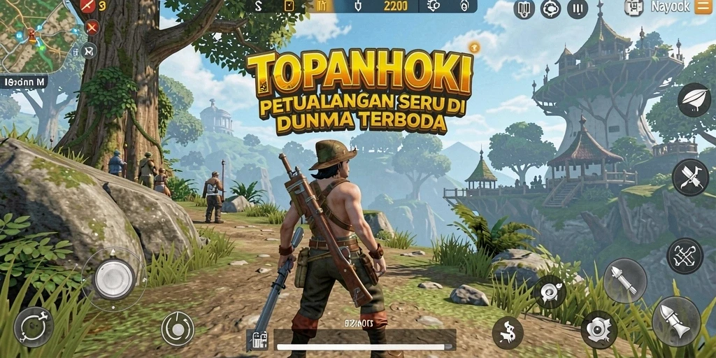 Tangkapan layar gameplay <strong>TOPANHOKI</strong> menampilkan petualangan mendebarkan di dunia terbuka.