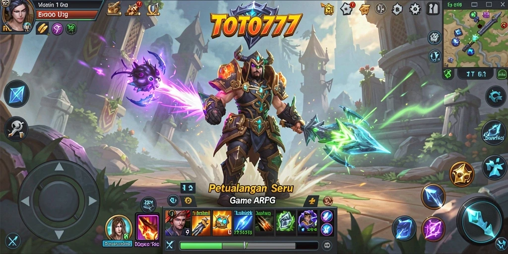 Screenshot gameplay TOTO777 menampilkan aksi pertempuran yang mendebarkan.